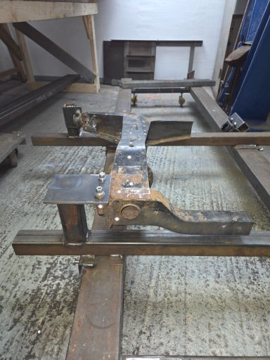 Part of rear subframe mounted on Chassis Jig